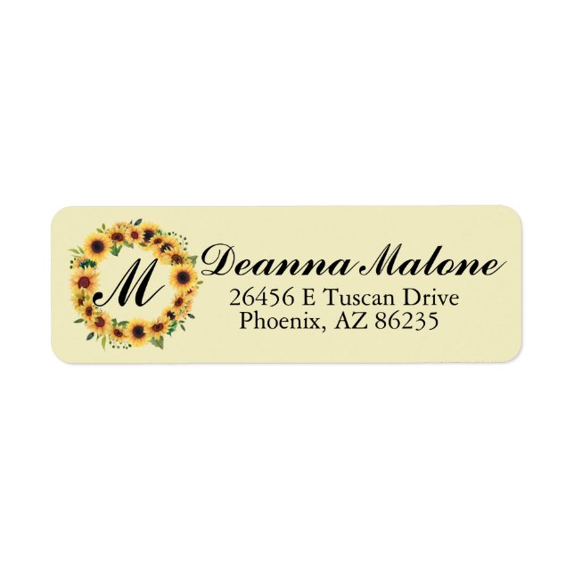Adresse de retour personnalisée des tournesols (Devant)