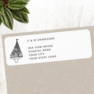 Adresse de retour personnalisée du bateau à voile