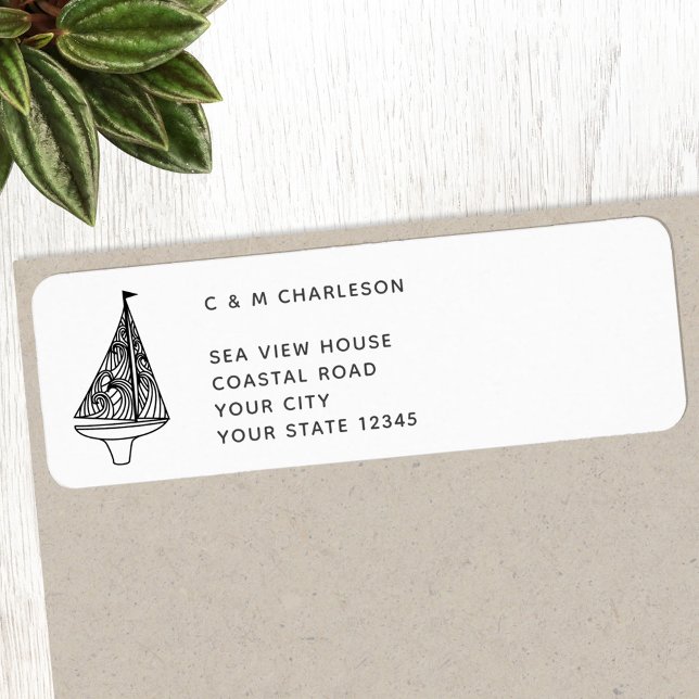Adresse de retour personnalisée du bateau à voile (Sailing boat nautical return address labels)