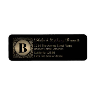 Adresse de retour personnalisée en monogramme noir