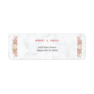Adresse de retour personnalisée Fleur Rose élégant