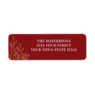 Adresse de retour personnalisée Red Gold Foliing