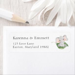 Adresse de Retour pour Baby Shower Éléphant Modern