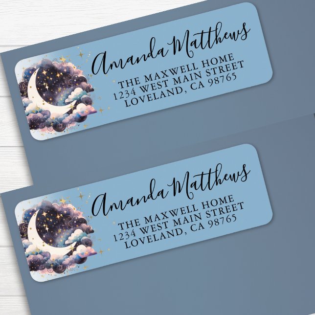 Adresse de Retour pour Baby Shower Over The Moon (Over The Moon Baby Shower Return Address label)
