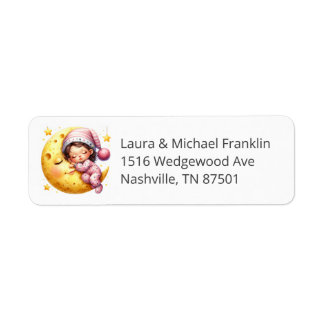 Adresse de Retour pour Baby Shower Sous La Lune