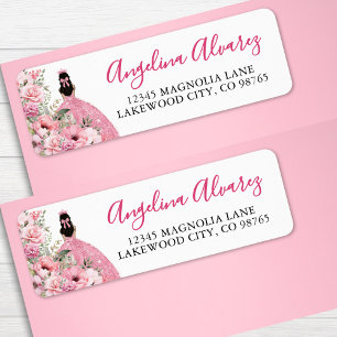 Adresse de Retour Quinceanera Rose Pâle