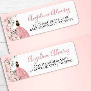 Adresse de Retour Quinceanera Rose Pâle