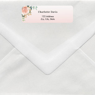 Adresse de retour rose de fleurs d'or