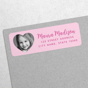 Adresse de retour rose du coeur mignon