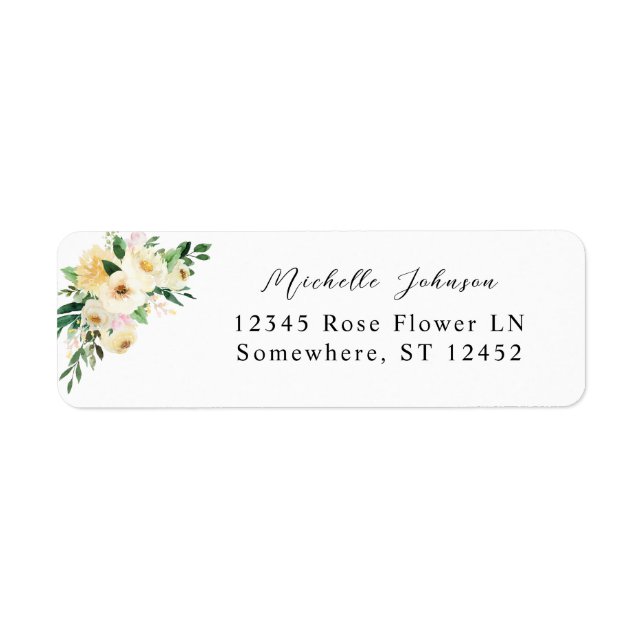 Adresse de retour rose et jaune Floral Étiquette 2 (Devant)