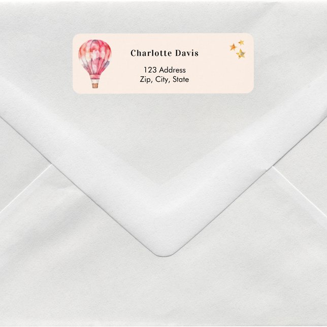 Adresse de retour rose montgolfière (Créateur téléchargé)