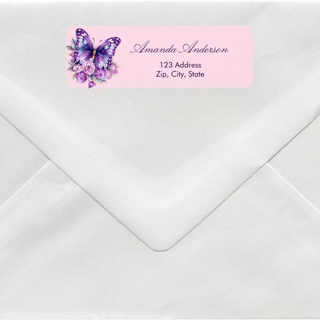 Adresse de retour rose papillon (Créateur téléchargé)