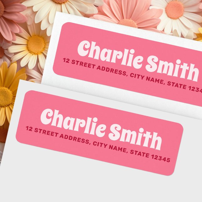 Adresse de retour rose rétro (Retro pink return address label)