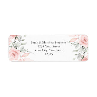 Adresse de retour Roses d'aquarelle bleu poussiére