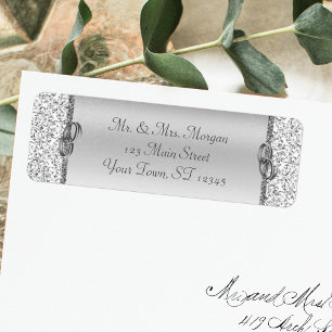 Adresse de retour Silver Mariage damassé