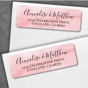 Adresse de Retour Simple Élégante Aquarelle Rose