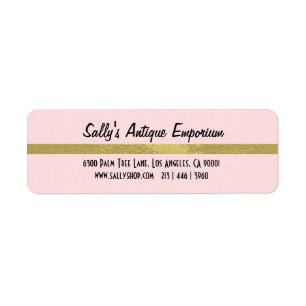 Adresse de retour simple en bande rose et or