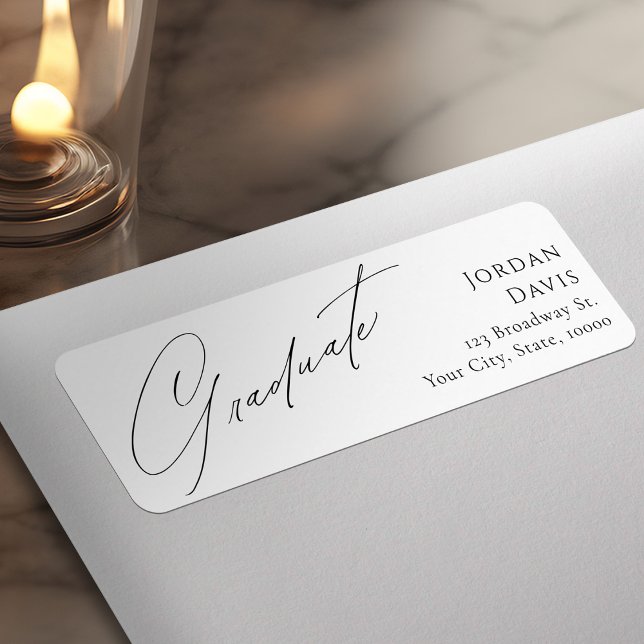 Adresse de retour simple et élégante de la graduat (Simple Elegant Script Graduation Return Address Label)