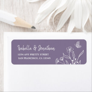 Adresse de retour simple florale mauve