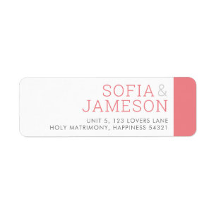 ADRESSE DE RETOUR simple type moderne corail rose 
