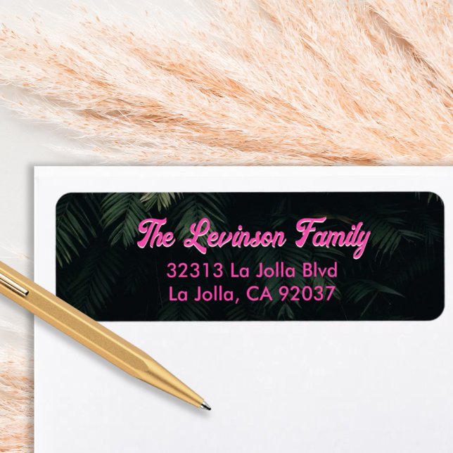 Adresse de retour Tropical Pink Familial Personnal (Personalized Family Pink Tropical Return Address Label
)