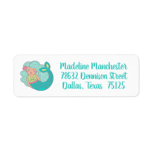 Adresse de retour Turquoise de sirène personnalisé