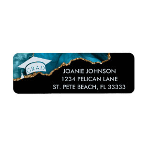 Adresse de retour turquoise Gold Graduation