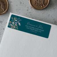 Adresse de retour verte de fleurs sauvages multico