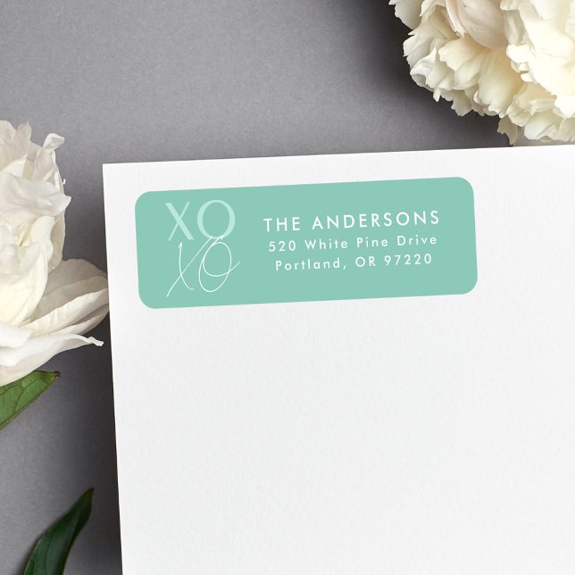 Adresse de retour verte XOXO Mint Moderne (Créateur téléchargé)