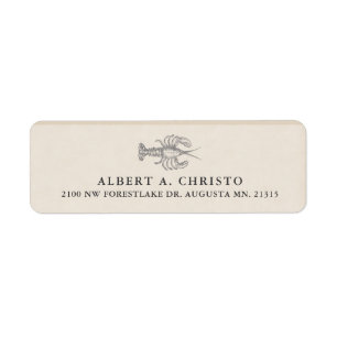Adresse de retour vintage du homard de pleine mer