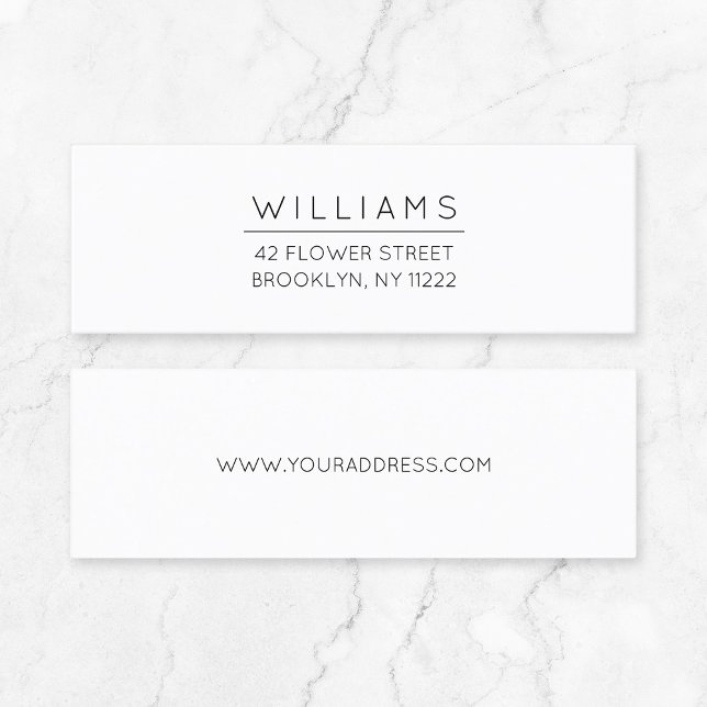 Adresse de typographie minimale 01. Carte de visit (Timeless quiet luxury mini business card for small businesses with modern minimalist typography.)