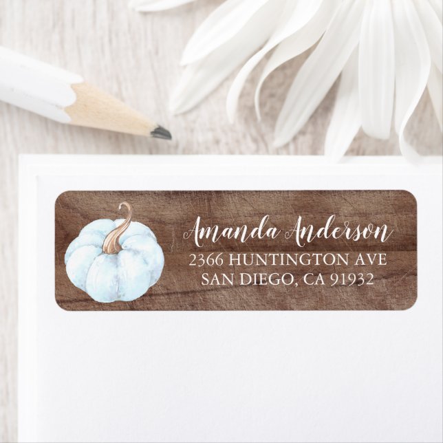 Adresse du Baby shower de Citrouille bleu rustique (En situation)
