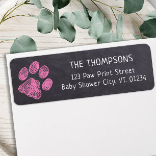 Adresse du Baby shower Empreinte de patte rose Cha