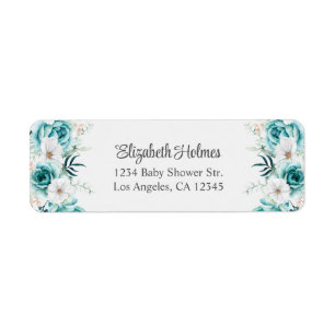 Adresse du Baby shower Fleur sauvage turquoise et 
