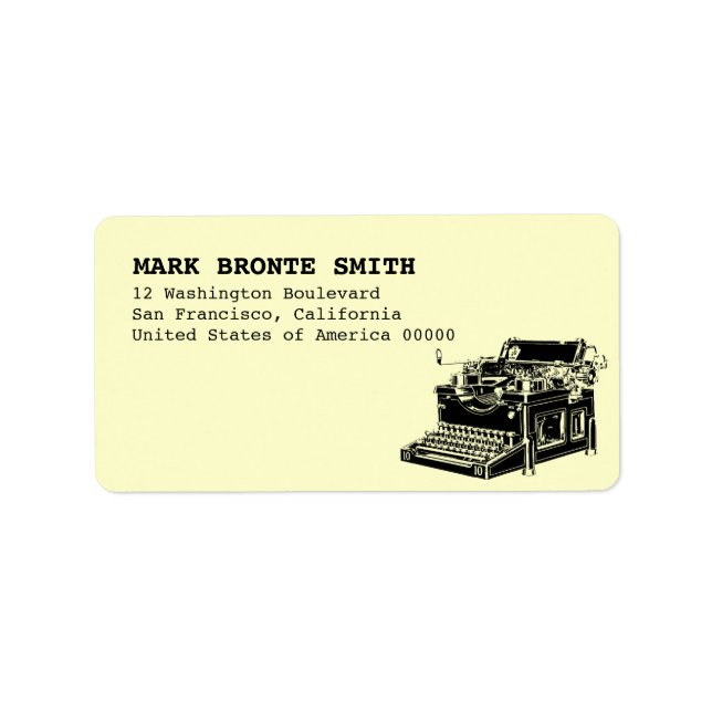 Adresse du Étiquette de machine à écrire vintage (Devant)
