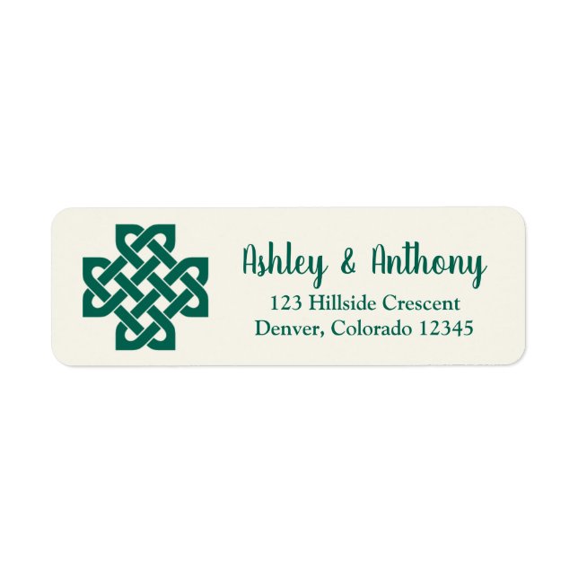 Adresse du Mariage de noeud celtique Emerald Green (Devant)