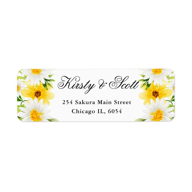 Adresse du Mariage des marguerites et fleurs jaune (Devant)