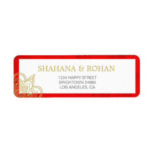 Adresse du Mariage Red Gold Chic de style indien