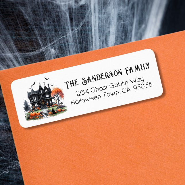 Adresse du parti Halloween (Haunted House Halloween Costume Party Label)