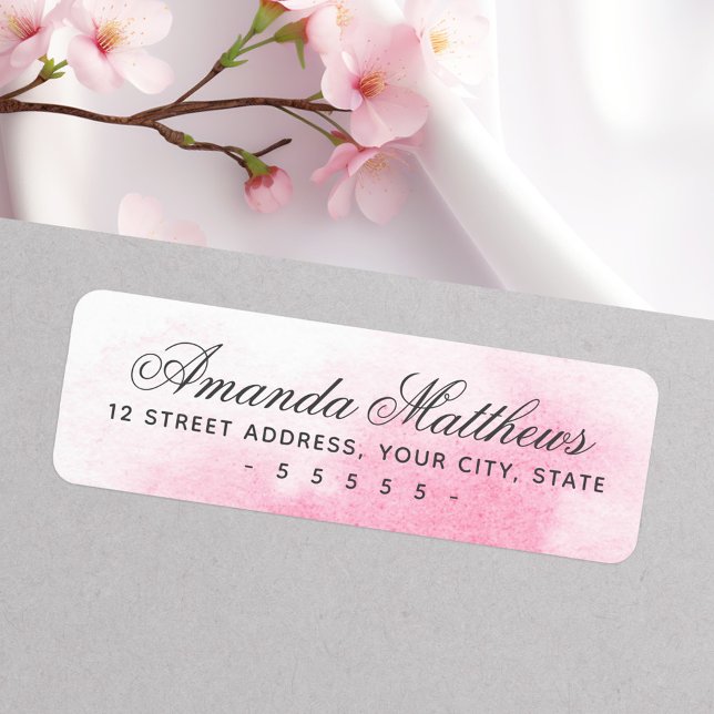 Adresse du script de calligraphie d'aquarelle rose (Pink watercolor calligraphy script address label)