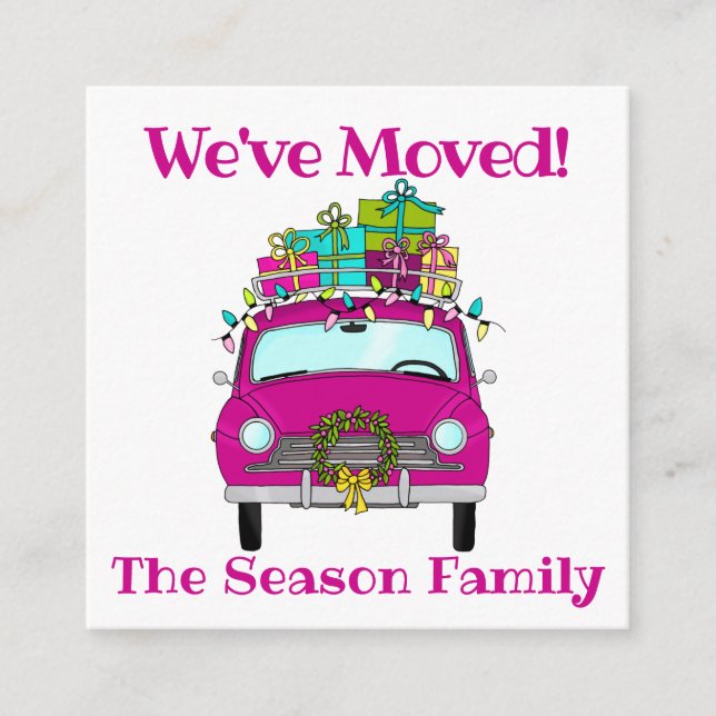 Adresse Faire-part Purple Voiture Cadeaux de Noël (Devant)