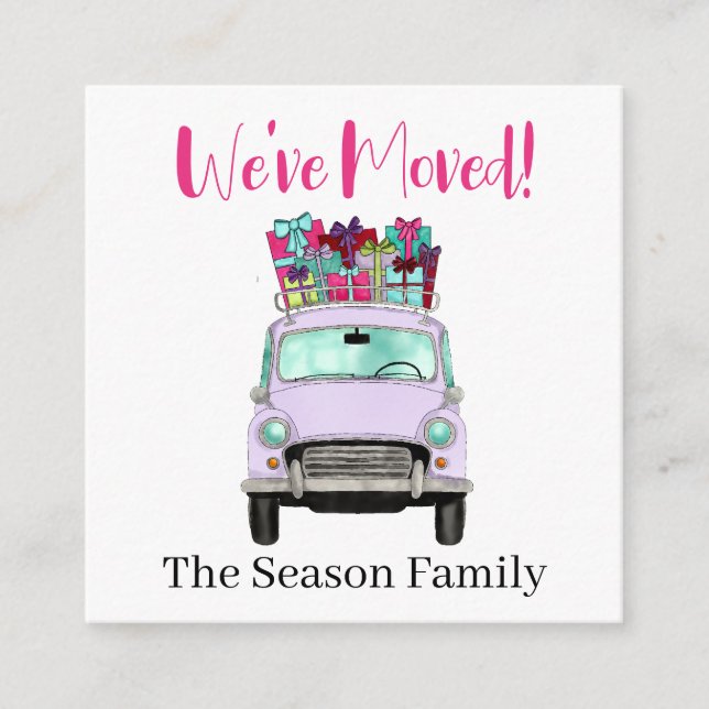Adresse Faire-part Violet Voiture avec Gif de Noël (Devant)