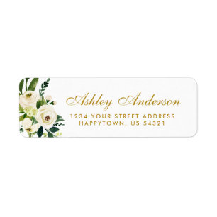 Adresse florale d'or vert d'aquarelle