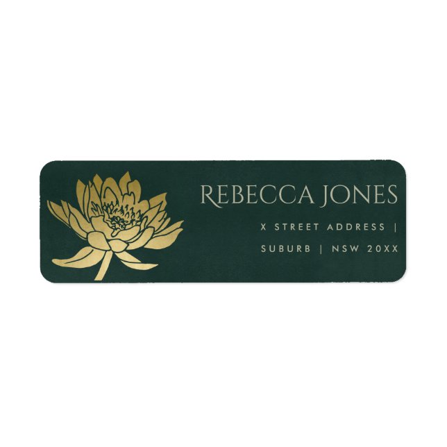 ADRESSE FLORALE GLAMOREUSE OR SOMBRE VERT LOTUS (Devant)