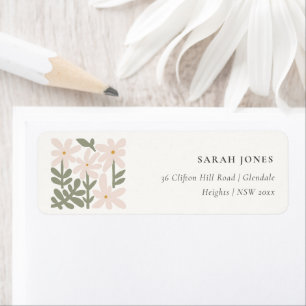 Adresse Florale Rétro Minimaliste Chic et Pâle