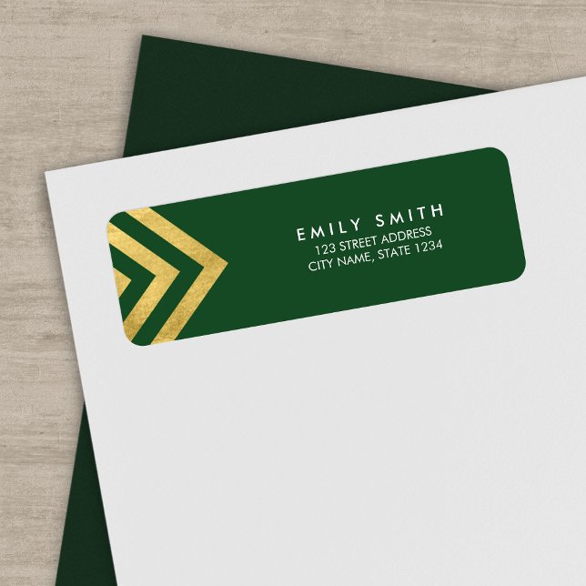 Adresse géométrique Chic Green et Faux Gold (Créateur téléchargé)