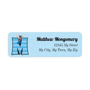 Adresse M du Monogramme d'orignal bleu de l'enfant
