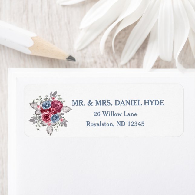Adresse Mariage Dusty Blue et Burgundy (En situation)