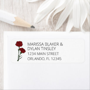 Adresse Mariage minimaliste des oeillets rouges