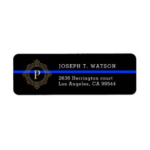 Adresse mince de monogramme de Blue Line